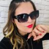 Óculos em Acetato Polarizado Preto com Branco F021