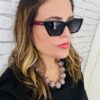 Óculos em Acetato Polarizado Vermelho com Preto F035