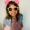 Óculos Infantil Modelo Retrô Bege Listrado I016