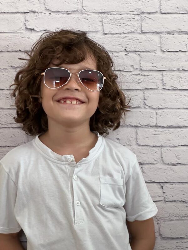 Óculos infantil em metal dourado com branco estilo I026 - Image 6