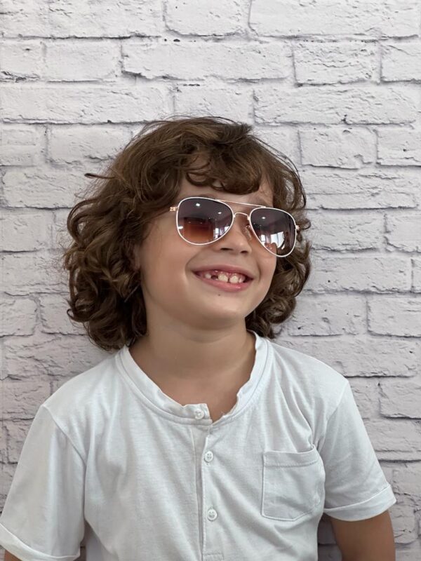 Óculos infantil em metal dourado com branco estilo I026 - Image 5