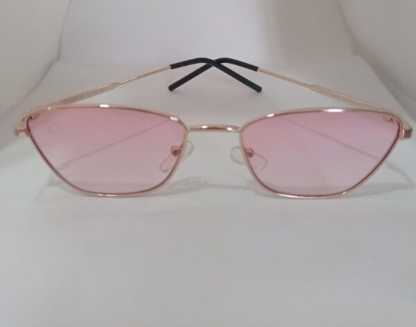 Óculos em Metal Dourado com lente Rosa degradê - F388 - Image 4