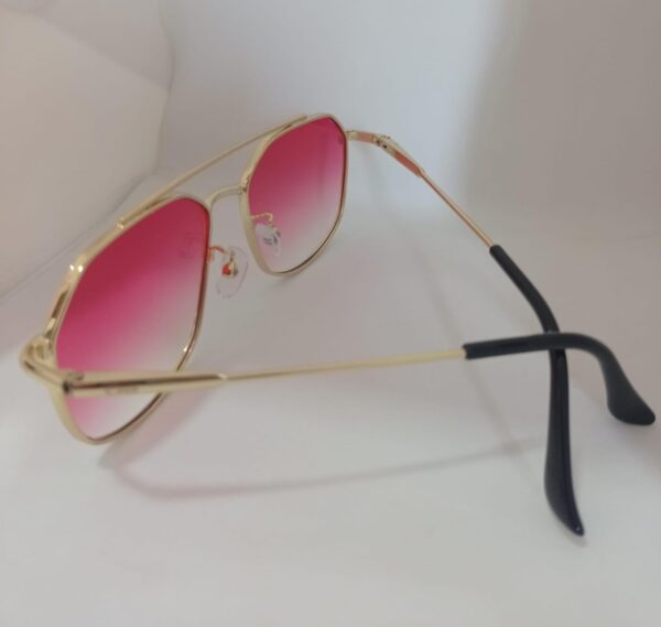 Óculos em Metal Dourado com lente Rosa Degradê -F395 - Image 3